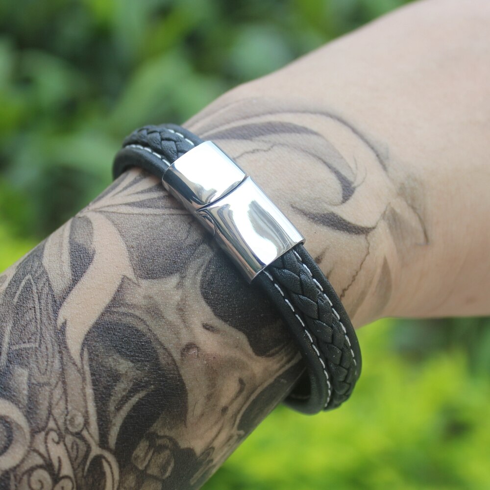 NEO-GOTHIC STYLE BRACELET IN GENUINE LEATHER 