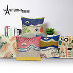 HOUSSE DE COUSSIN ABSTRAITE, MOTIFS GÉOMÉTRIQUES.