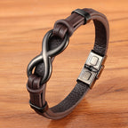 BRACELET EN CUIR EN ACIER INOXYDABLE POUR HOMMES