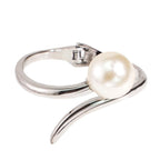 BRACELET IN METAL AND PEARLS WITH GEOMETRIC CUFF 