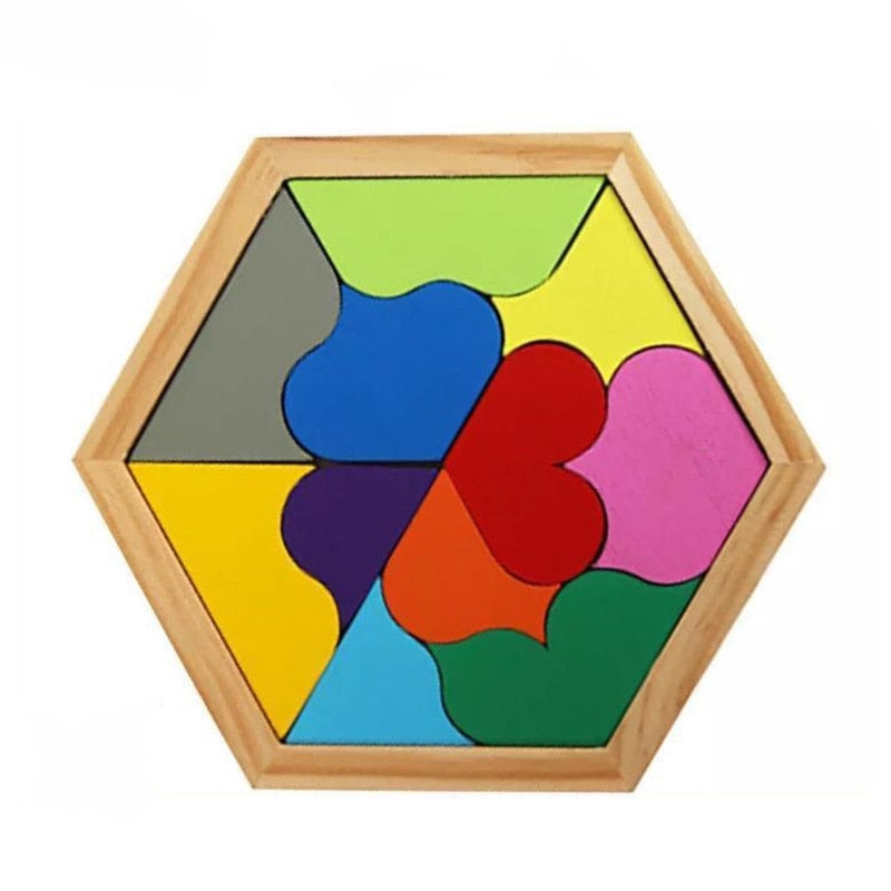 PUZZLE HEXAGONAL EN BOIS