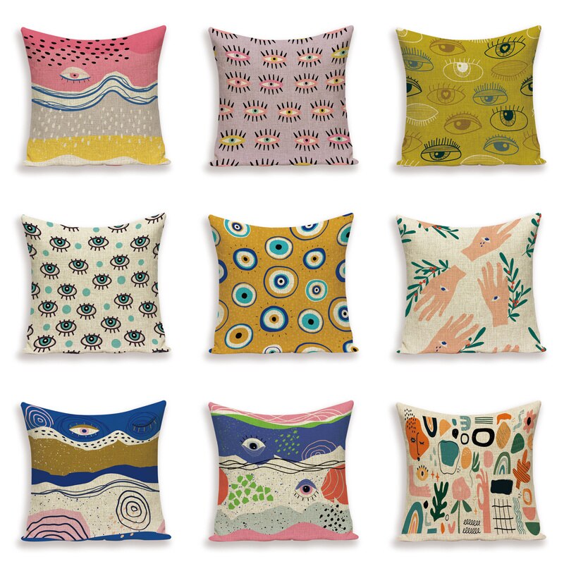 HOUSSE DE COUSSIN ABSTRAITE, MOTIFS GÉOMÉTRIQUES.