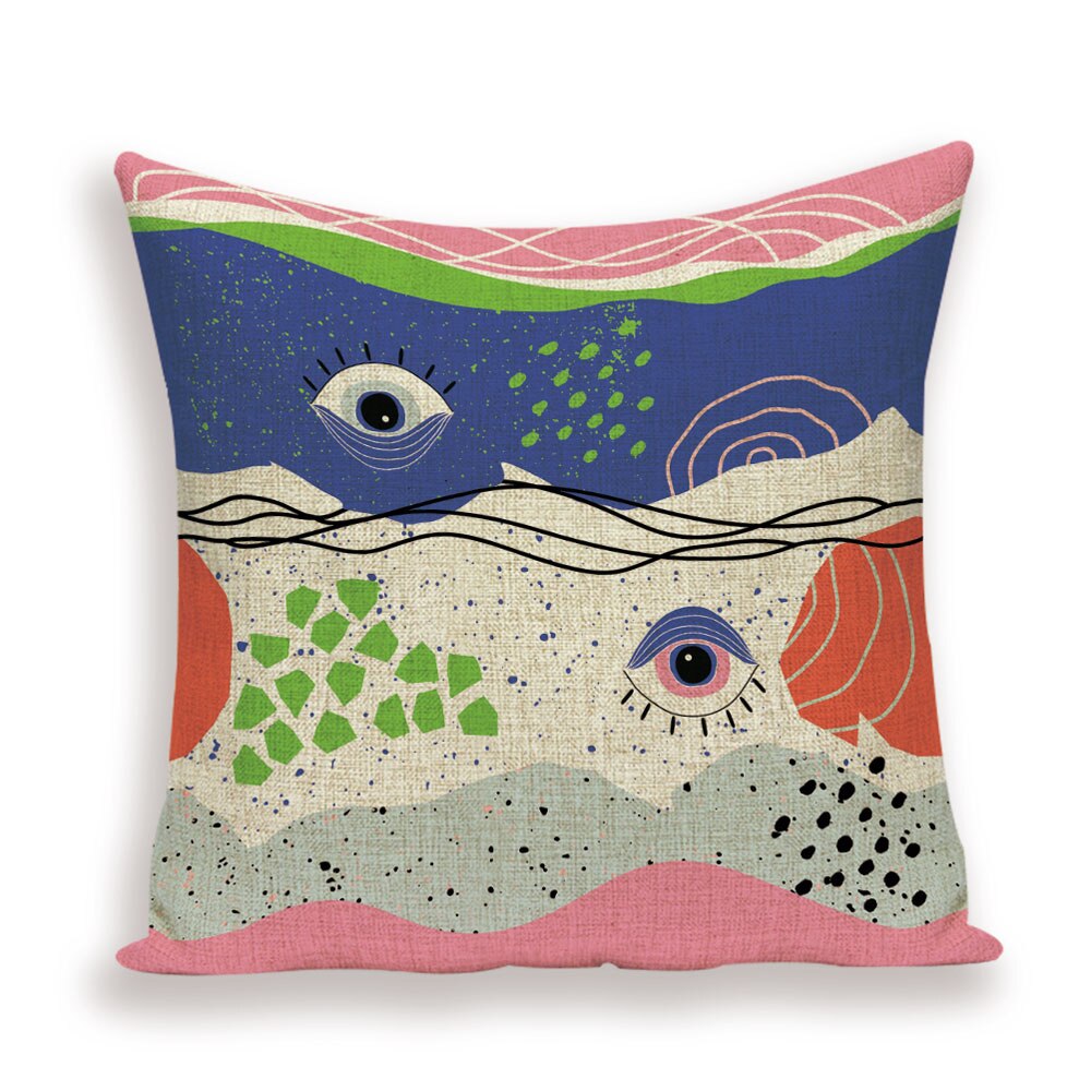 HOUSSE DE COUSSIN ABSTRAITE, MOTIFS GÉOMÉTRIQUES.