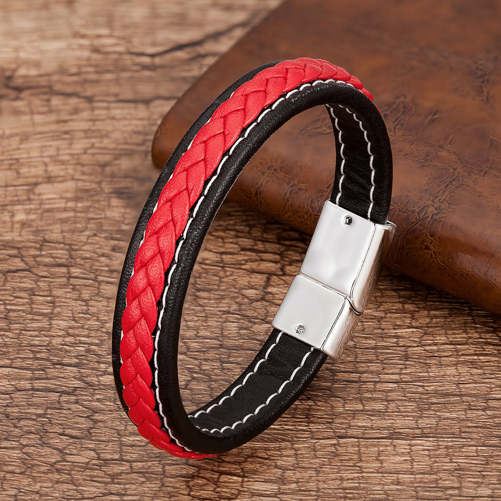 BRACELET EN CUIR TRESSÉ POUR HOMMES