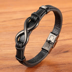 BRACELET EN CUIR EN ACIER INOXYDABLE POUR HOMMES