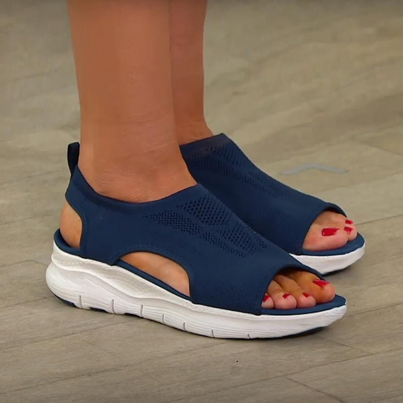 MESH WEDGE SANDALS
