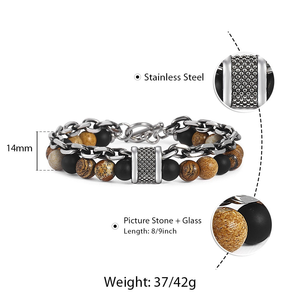BRACELET PERLÉ EN PIERRE DE CARTE NATURELLE