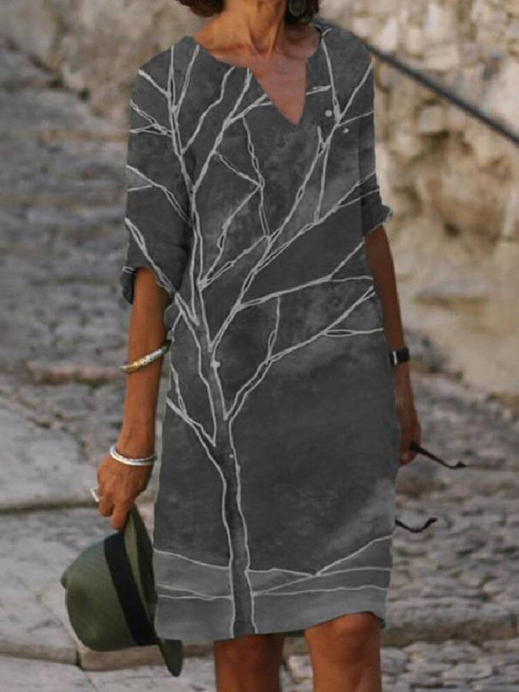 V-NECK CASUAL DRESS