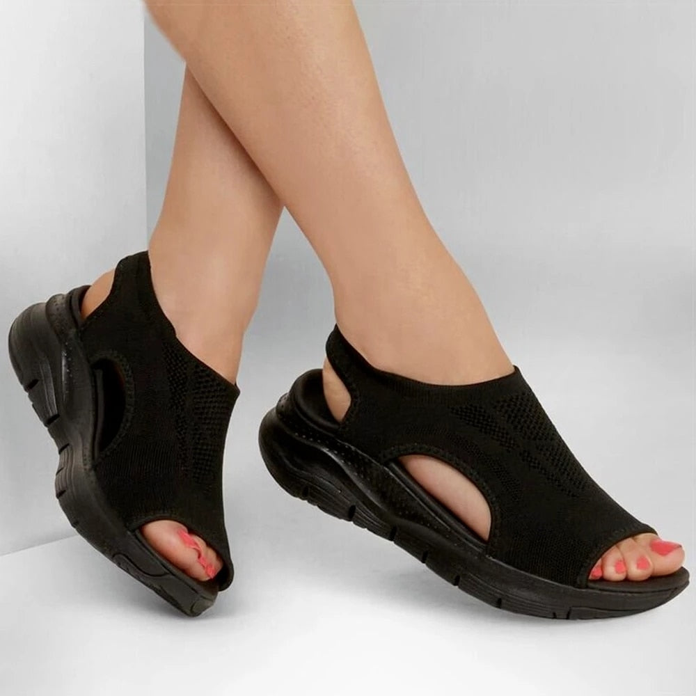 MESH WEDGE SANDALS