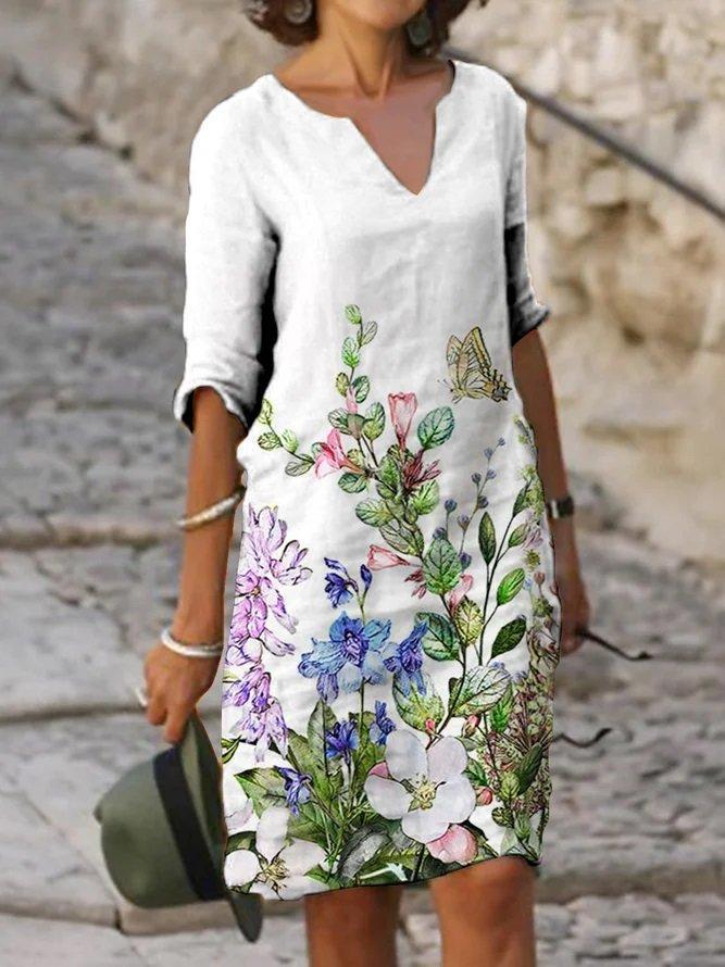 V-NECK CASUAL DRESS