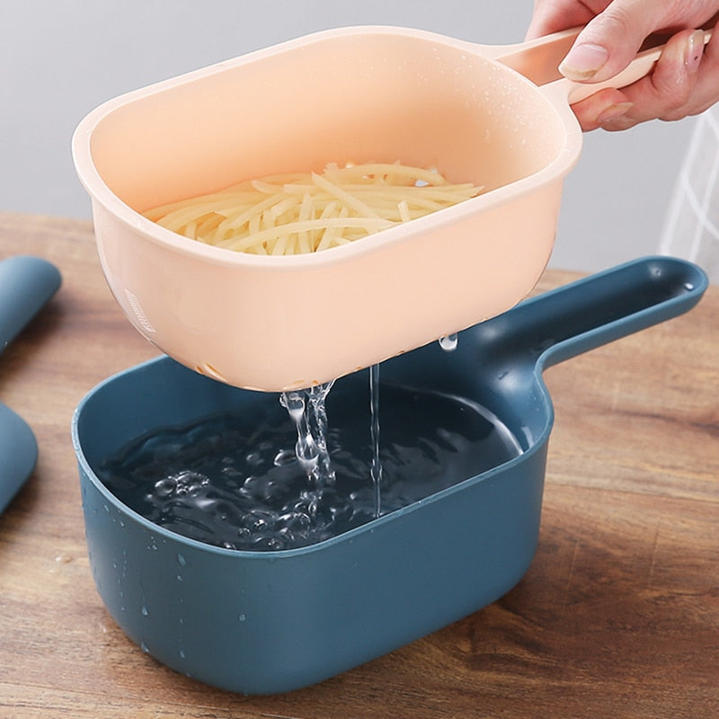 MULTIFUNCTION SLICER WITH STRAINER FOR FRUITS AND VEGETABLES 