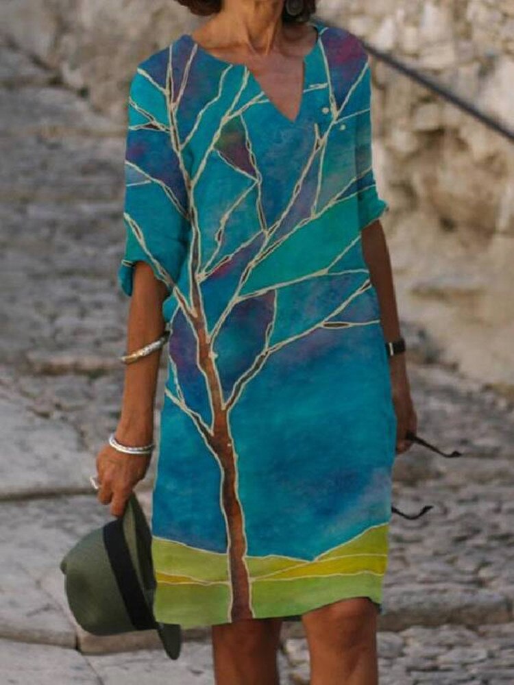 V-NECK CASUAL DRESS
