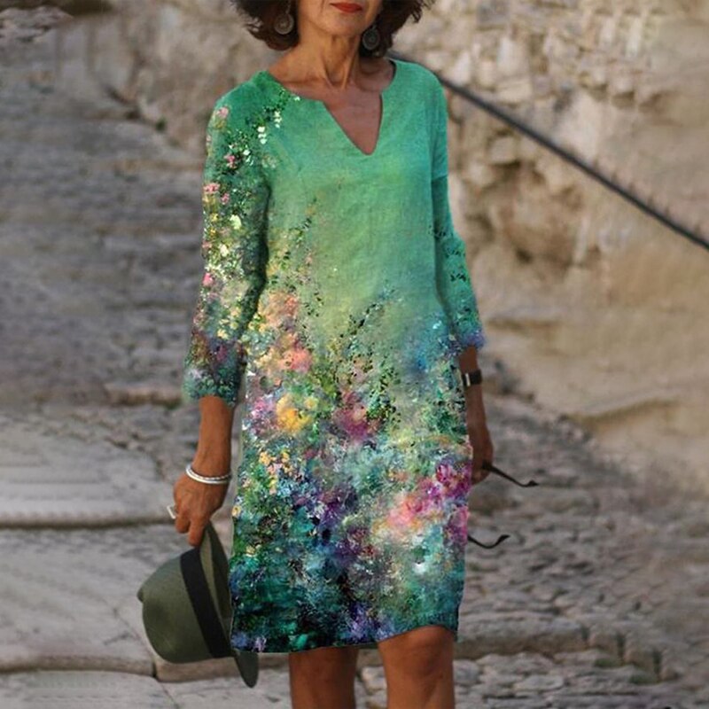 V-NECK CASUAL DRESS