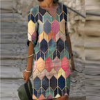 V-NECK CASUAL DRESS