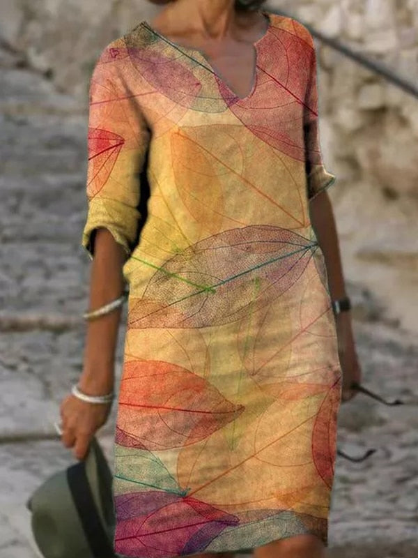 V-NECK CASUAL DRESS