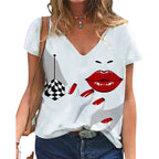 T-SHIRT IMPRIMÉ À COL V