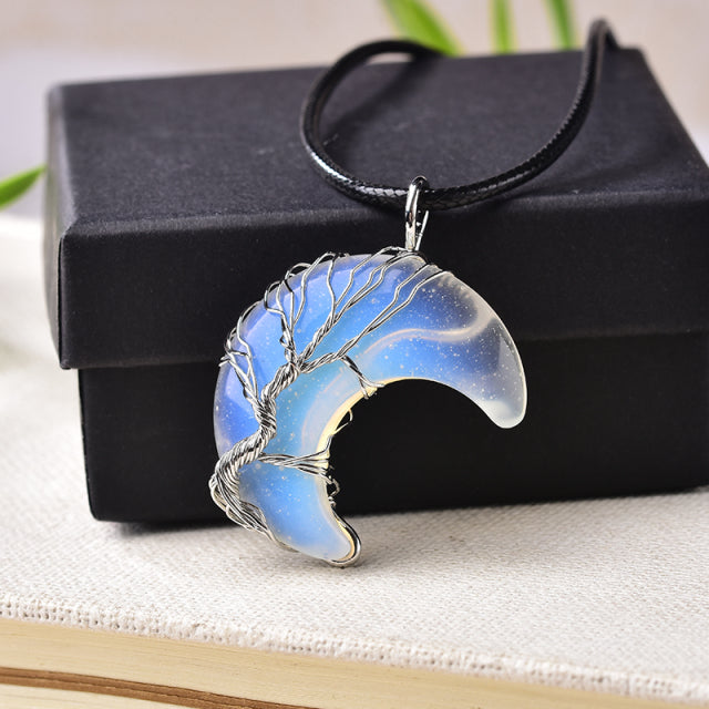 MOON SHAPED NATURAL CRYSTAL PENDANT 