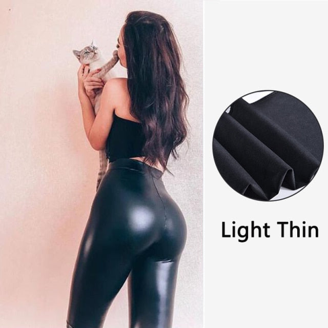 LEGGINGS TAILLE HAUTE EN CUIR - BOSSOUASHOP