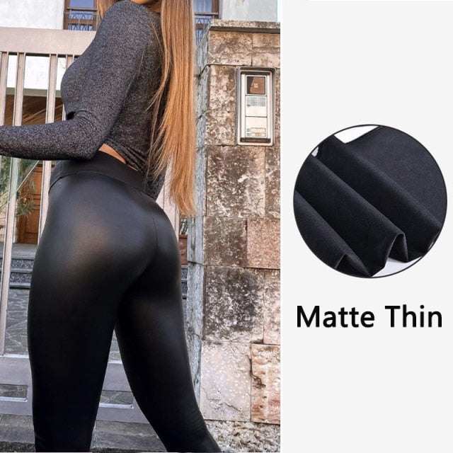 LEGGINGS TAILLE HAUTE EN CUIR - BOSSOUASHOP