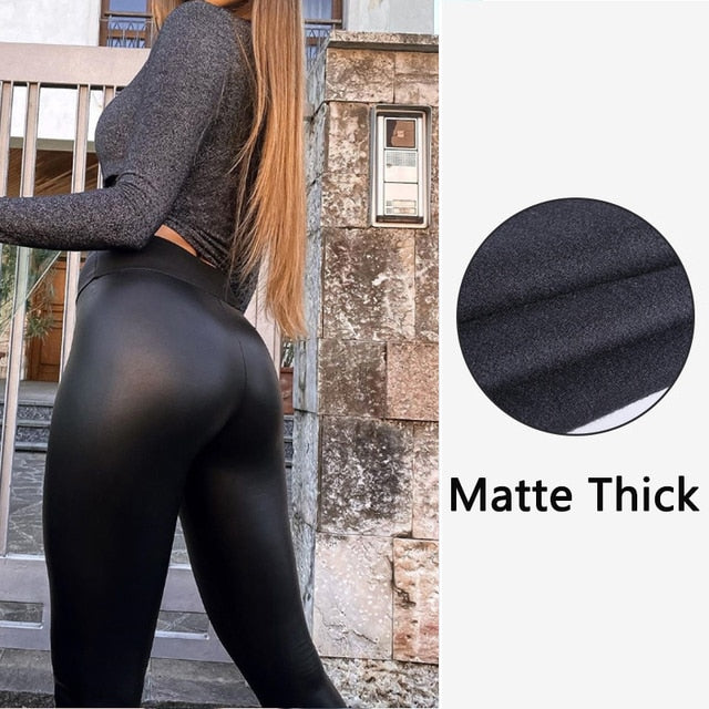 LEGGINGS TAILLE HAUTE EN CUIR - BOSSOUASHOP