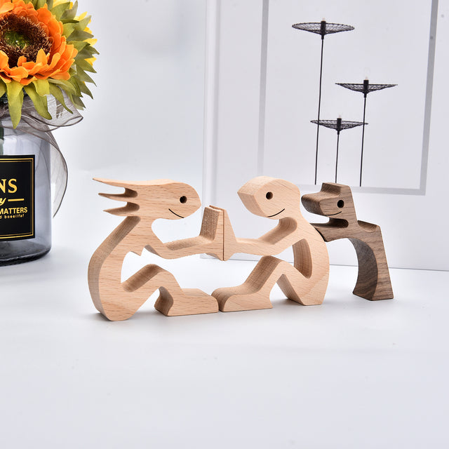 SCULPTURE DE CHIEN EN BOIS FAIT A LA MAIN