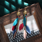 BOUCLES D'OREILLES BOHEMIENNES EN PLUMES - BOSSOUASHOP