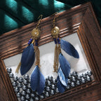 BOUCLES D'OREILLES BOHEMIENNES EN PLUMES - BOSSOUASHOP