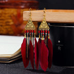 BOUCLES D'OREILLES BOHEMIENNES EN PLUMES - BOSSOUASHOP