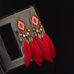 BOUCLES D'OREILLES BOHEMIENNES EN PLUMES - BOSSOUASHOP
