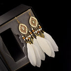 BOUCLES D'OREILLES BOHEMIENNES EN PLUMES - BOSSOUASHOP