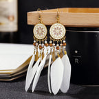 BOUCLES D'OREILLES BOHEMIENNES EN PLUMES - BOSSOUASHOP