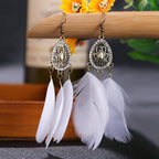 BOUCLES D'OREILLES BOHEMIENNES EN PLUMES - BOSSOUASHOP
